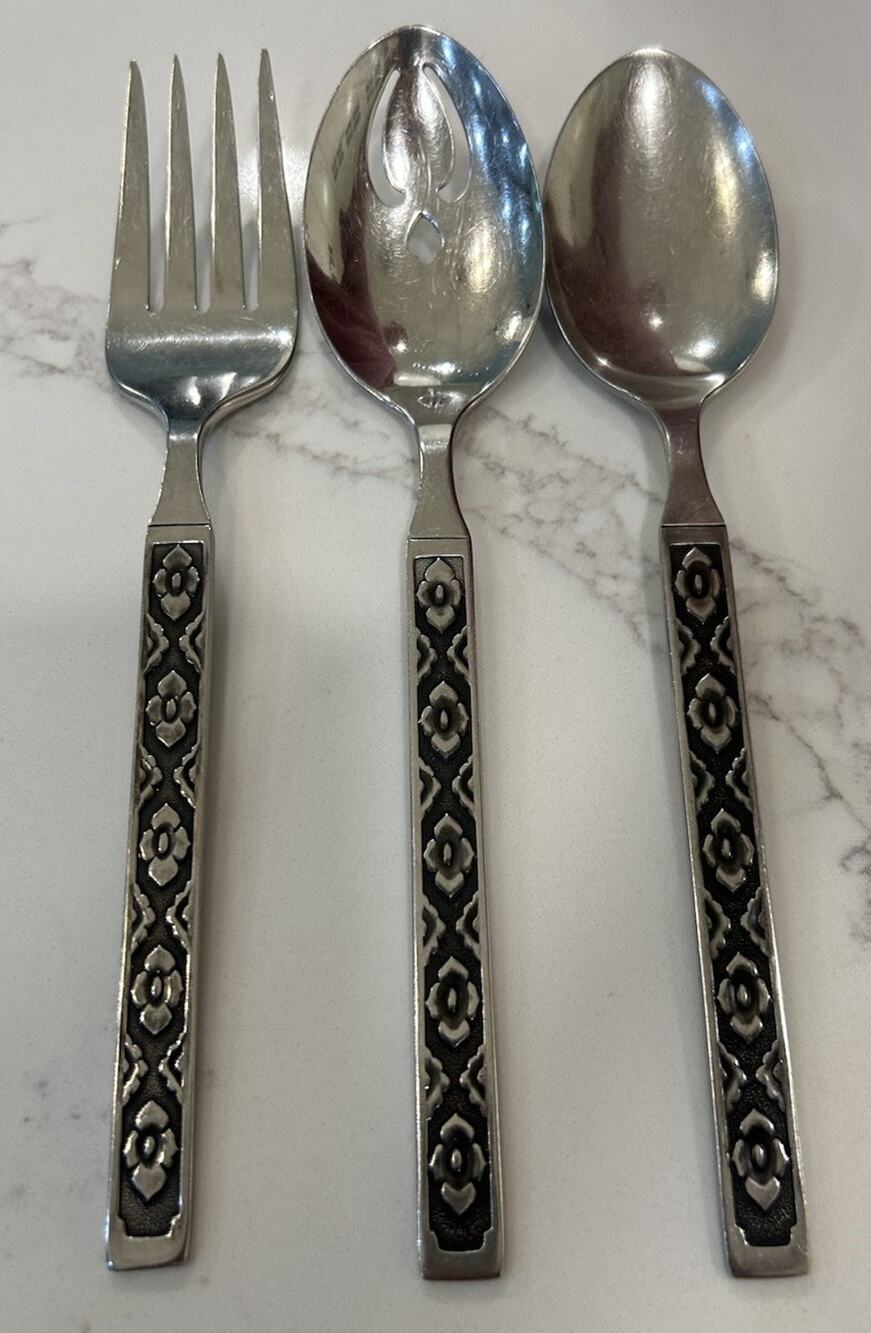 Reed & Barton stainless Caracas lot of 3 Serving Utensils 8.5” Stainless